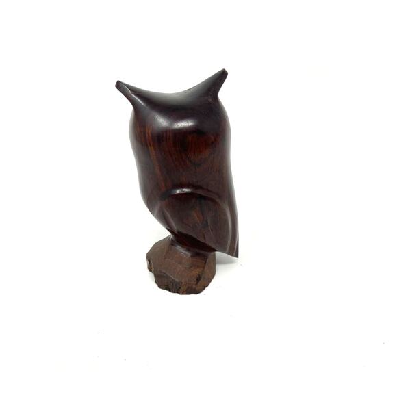 Hand Carved Owl Wood Carving 5” Ironwood / Walnut Figurine Statue - Picture 4 of 8